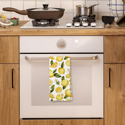 Summer Lemon Kitchen Towel, Lemon Themed Gifts Dish Tea Towel for Kitchen, Yellow Fruit Decorative Hand Towel for Bathroom, 16x24 Inches