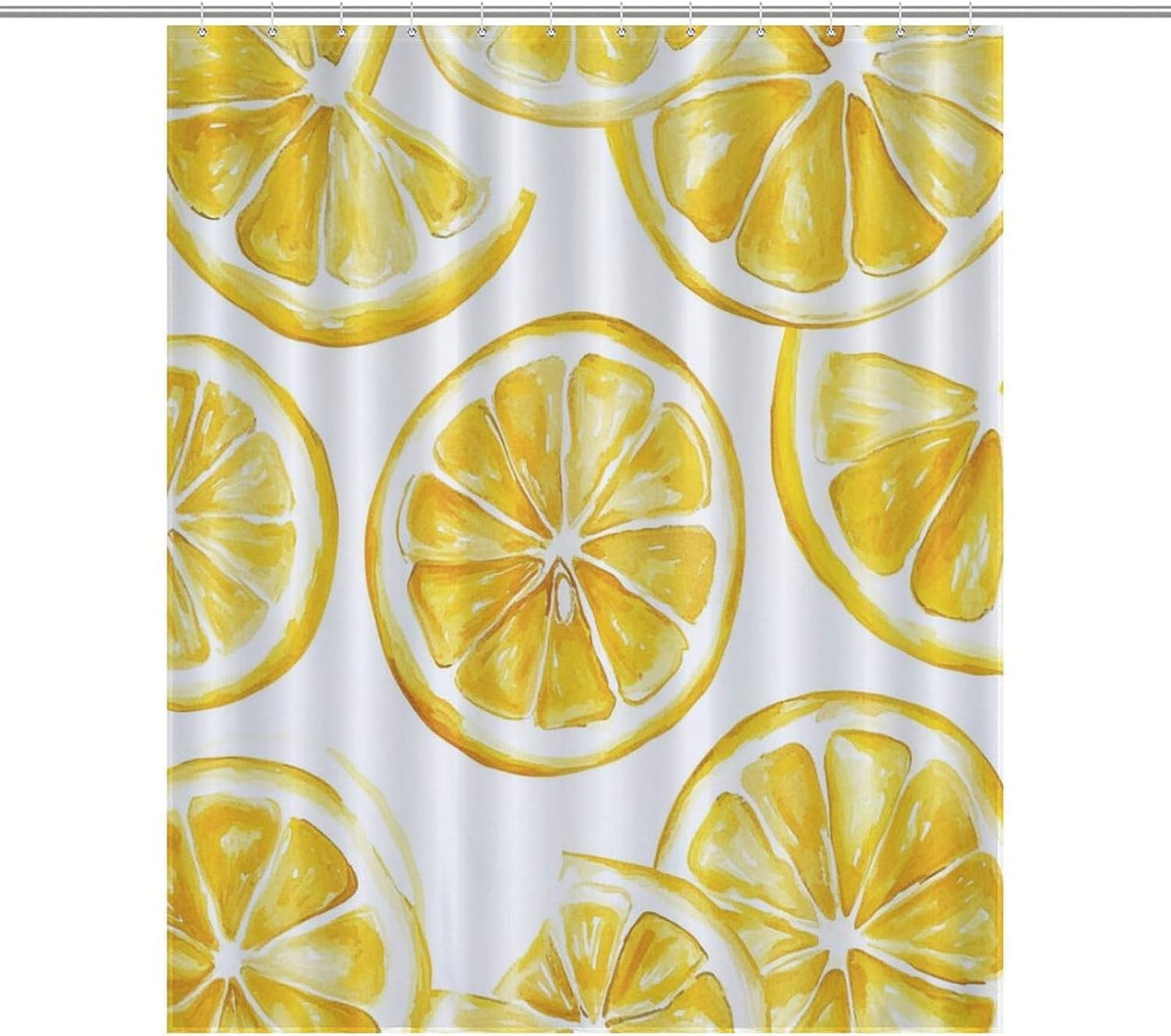 Shower Curtain Yellow Lemon Slices Fun Showers Curtains Bright Yellow Lemon Illustrations Neutral Shower Curtain Polyester Fabric Home Bathroom Bathtubs Decor 60x72Inch