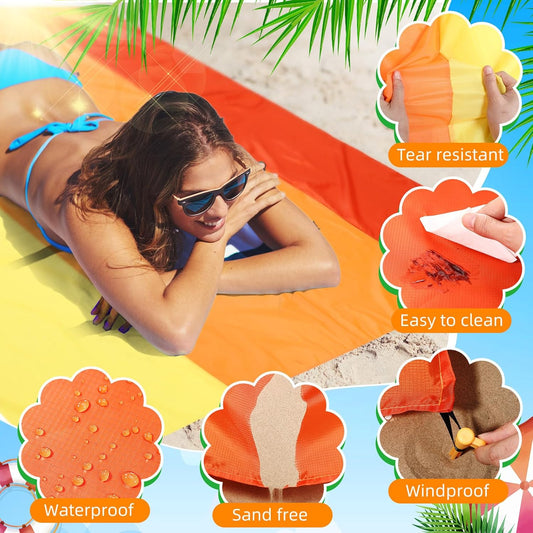 Extra Large Beach Blanket Sandproof Waterproof 10 x 9 ft Beach Mat for 2-8 Adults Oversized Quick Drying Outdoor Picnic Blanket Lightweight Sand Free Mat for Travel Camping Hiking(Yellow)