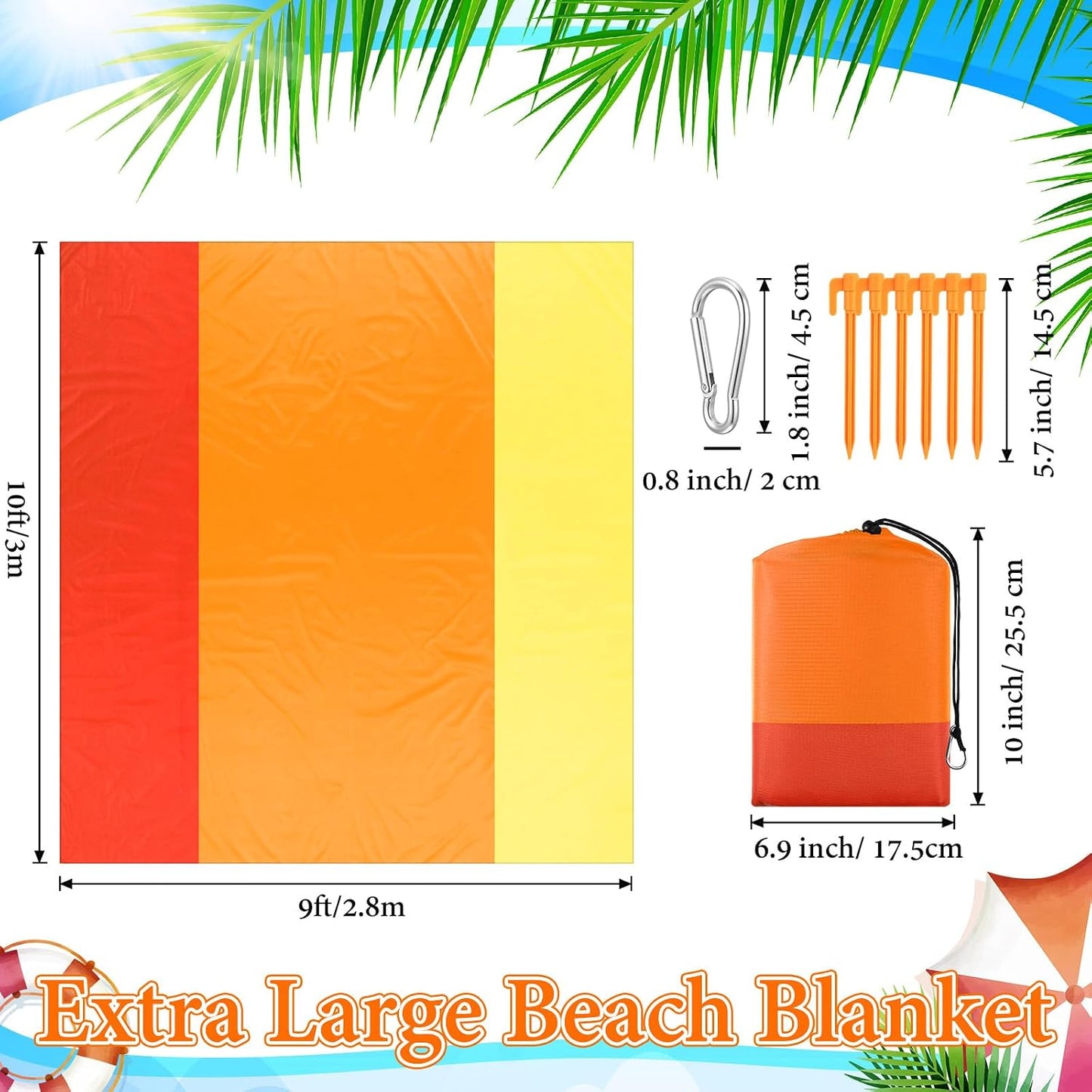 Extra Large Beach Blanket Sandproof Waterproof 10 x 9 ft Beach Mat for 2-8 Adults Oversized Quick Drying Outdoor Picnic Blanket Lightweight Sand Free Mat for Travel Camping Hiking(Yellow)
