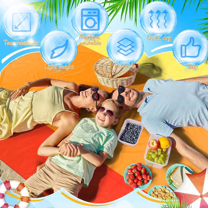 Extra Large Beach Blanket Sandproof Waterproof 10 x 9 ft Beach Mat for 2-8 Adults Oversized Quick Drying Outdoor Picnic Blanket Lightweight Sand Free Mat for Travel Camping Hiking(Yellow)
