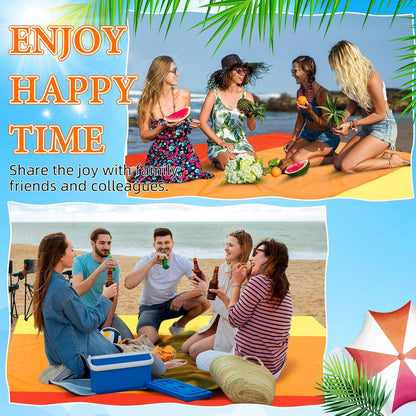 Extra Large Beach Blanket Sandproof Waterproof 10 x 9 ft Beach Mat for 2-8 Adults Oversized Quick Drying Outdoor Picnic Blanket Lightweight Sand Free Mat for Travel Camping Hiking(Yellow)