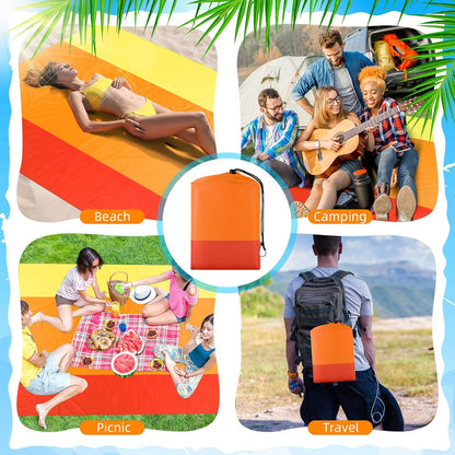 Extra Large Beach Blanket Sandproof Waterproof 10 x 9 ft Beach Mat for 2-8 Adults Oversized Quick Drying Outdoor Picnic Blanket Lightweight Sand Free Mat for Travel Camping Hiking(Yellow)
