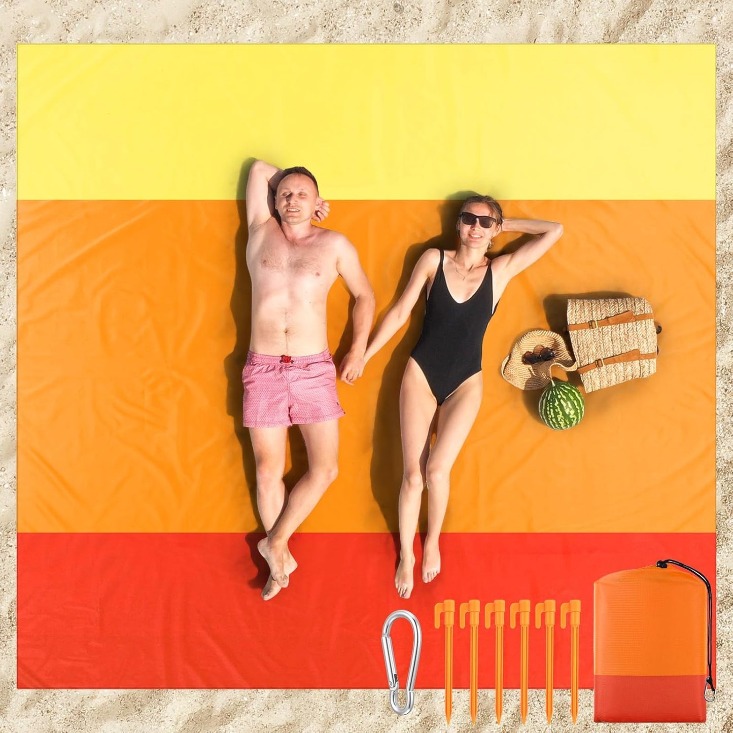 Extra Large Beach Blanket Sandproof Waterproof 10 x 9 ft Beach Mat for 2-8 Adults Oversized Quick Drying Outdoor Picnic Blanket Lightweight Sand Free Mat for Travel Camping Hiking(Yellow)