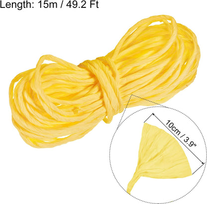 Raffia Paper Craft Rope Packing 16.4 Yards Handmade Twisted Paper Craft String/Cord for DIY Decoration Gift Packaging Lemon Yellow