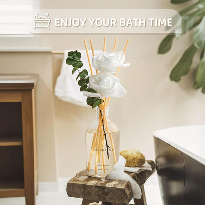 Lemon Eucalyptus Reed Diffuser, 6.76 oz | Real Dried Eucalyptus Leaves, 8 Reeds, Long-Lasting Essential Oil, Home Fragrance, Bedroom or Bathroom Décor