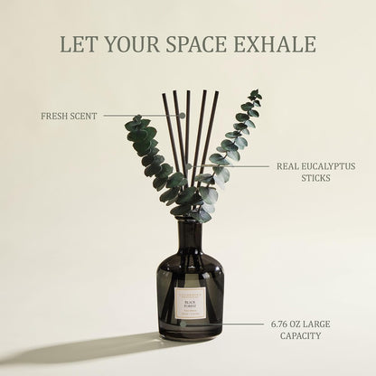 Lemon Eucalyptus Reed Diffuser, 6.76 oz | Real Dried Eucalyptus Leaves, 8 Reeds, Long-Lasting Essential Oil, Home Fragrance, Bedroom or Bathroom Décor