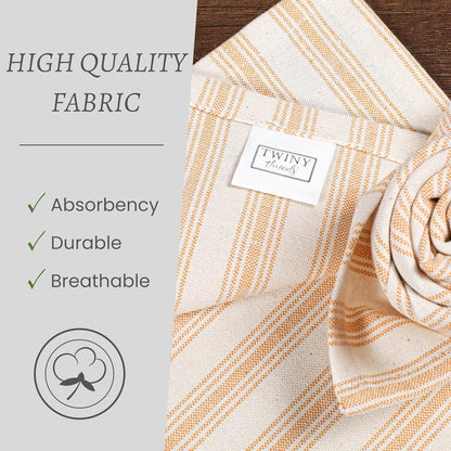 Stripe Cloth Napkins 100% Cotton 18x18 inch Set of 4 Rustic Farmhouse Napkin Washable Hotel Quality Dinner Napkins for Home, Restaurant, Wedding - Mustard Yellow