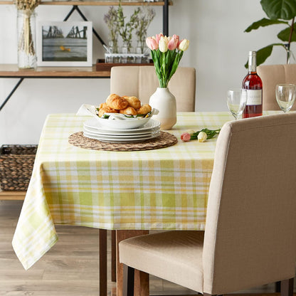 Lemon Bliss Plaid Cotton Tabletop Collection, Tablecloth, 60x84