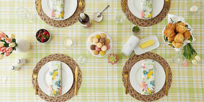 Lemon Bliss Plaid Cotton Tabletop Collection, Tablecloth, 60x84