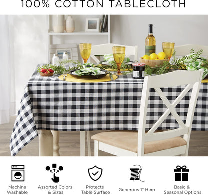 Lemon Bliss Plaid Cotton Tabletop Collection, Tablecloth, 60x84