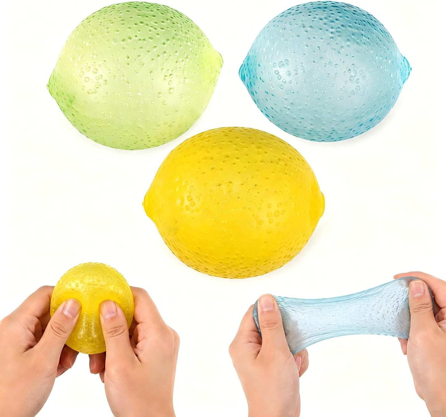 3Pcs Lemon Stress Balls, Soft & Sturdy Lemon Squeeze Toys Effective Anxiety Relief Fidget Toys, Fun Hand Stress Relief, Halloween, Christmas, Birthdays, and Friend Gifts, Suitable for Ages 18 and up