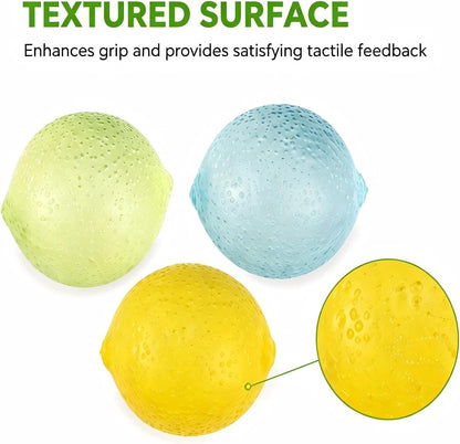 3Pcs Lemon Stress Balls, Soft & Sturdy Lemon Squeeze Toys Effective Anxiety Relief Fidget Toys, Fun Hand Stress Relief, Halloween, Christmas, Birthdays, and Friend Gifts, Suitable for Ages 18 and up