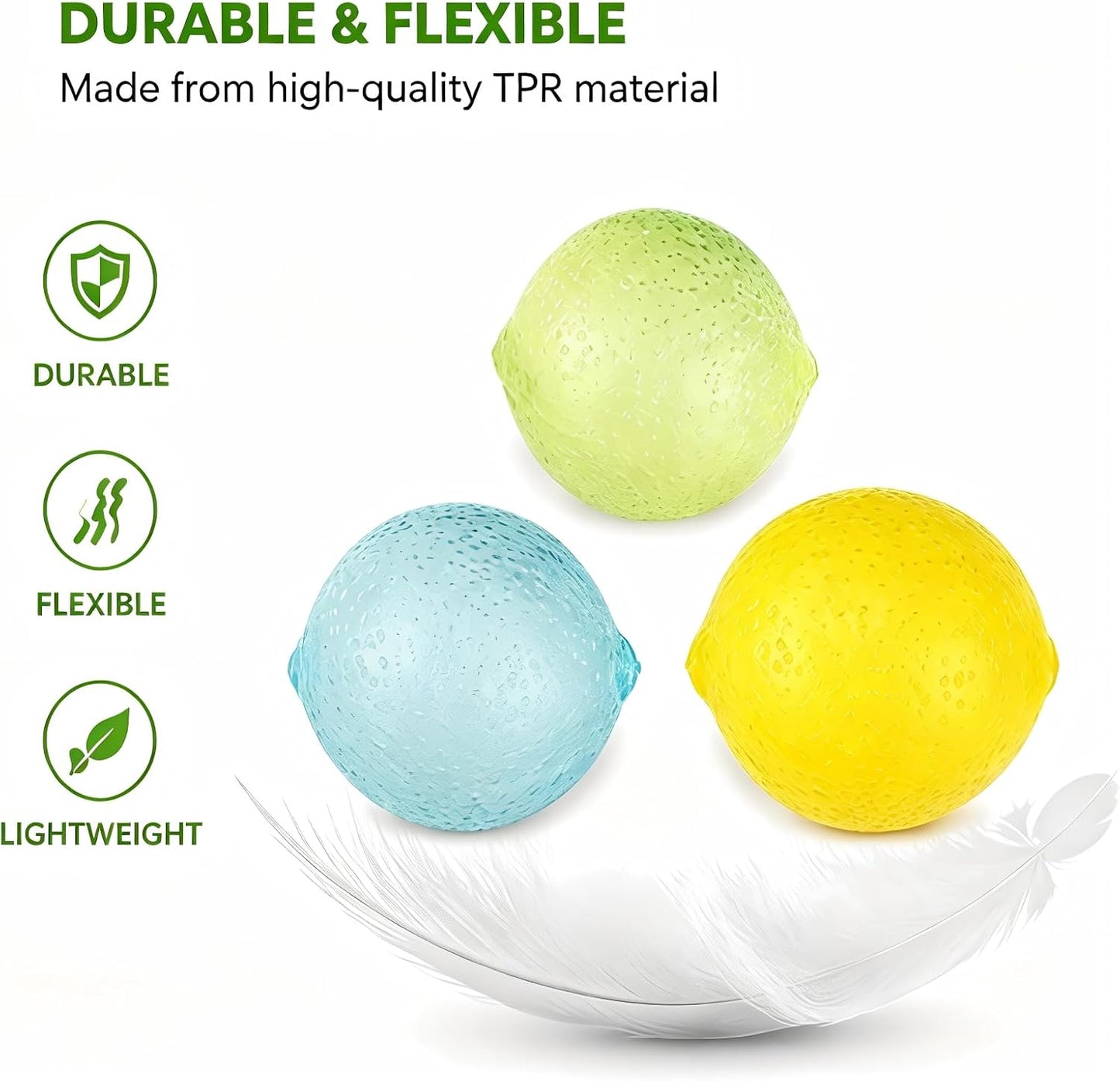 3Pcs Lemon Stress Balls, Soft & Sturdy Lemon Squeeze Toys Effective Anxiety Relief Fidget Toys, Fun Hand Stress Relief, Halloween, Christmas, Birthdays, and Friend Gifts, Suitable for Ages 18 and up