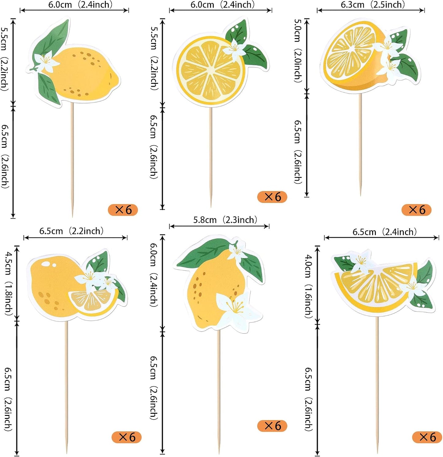 24 Pack Lemon Cupcake Toppers Juicy Fruit Summer Birthday Cupcake Picks for Lemon Theme Baby Shower Birthday Wedding Bridal Shower Bachelorette Party Cake Decorations