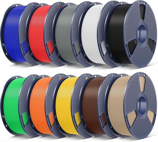3D Printer Filament Bundle, 10KG, 1kg Spool, Multi-Color | 10KG Bundle, 1kg Spool, Black, White, Grey, Red, Klein Blue, Green, Sunny Orange, Vivid Yellow, Coffee Brown, Oak