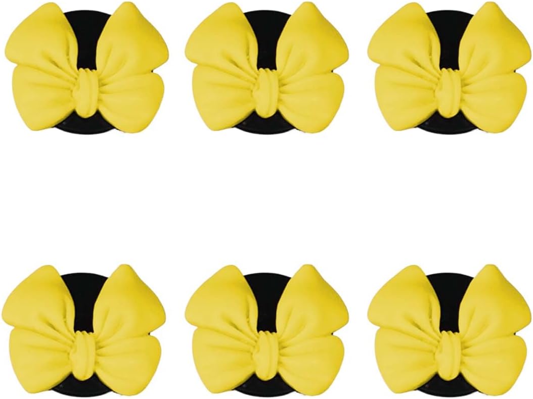 6PCS Bow Car Air Freshener Clips, Cute Air Conditioning Vent Clip, Aesthetic Car Interior Decoration Accessories, Automotive Dashboard Air Vent Trim Clip for Women Girl (Yellow)