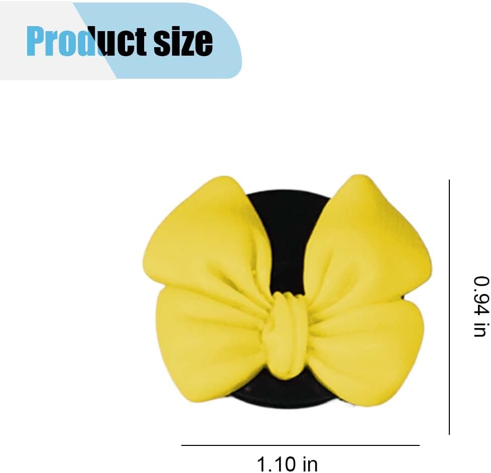 6PCS Bow Car Air Freshener Clips, Cute Air Conditioning Vent Clip, Aesthetic Car Interior Decoration Accessories, Automotive Dashboard Air Vent Trim Clip for Women Girl (Yellow)