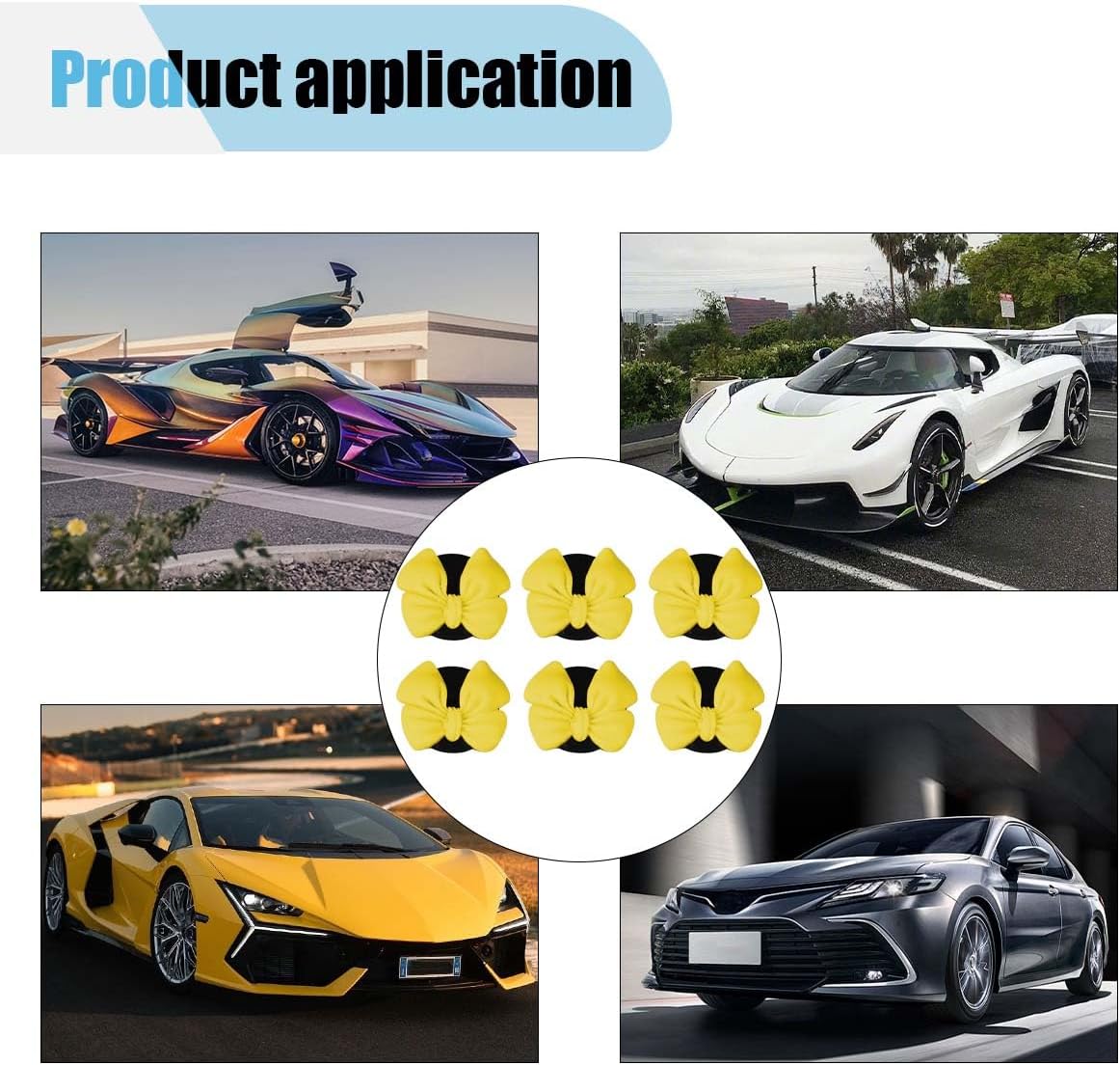 6PCS Bow Car Air Freshener Clips, Cute Air Conditioning Vent Clip, Aesthetic Car Interior Decoration Accessories, Automotive Dashboard Air Vent Trim Clip for Women Girl (Yellow)