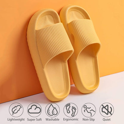 Cloud Slippers for Women and Men, Pillow House Slippers Shower Shoes Indoor Slides Bathroom Sandals, Ultimate Comfort, Lightweight, Thick Sole, Non-Slip, Easy to Clean