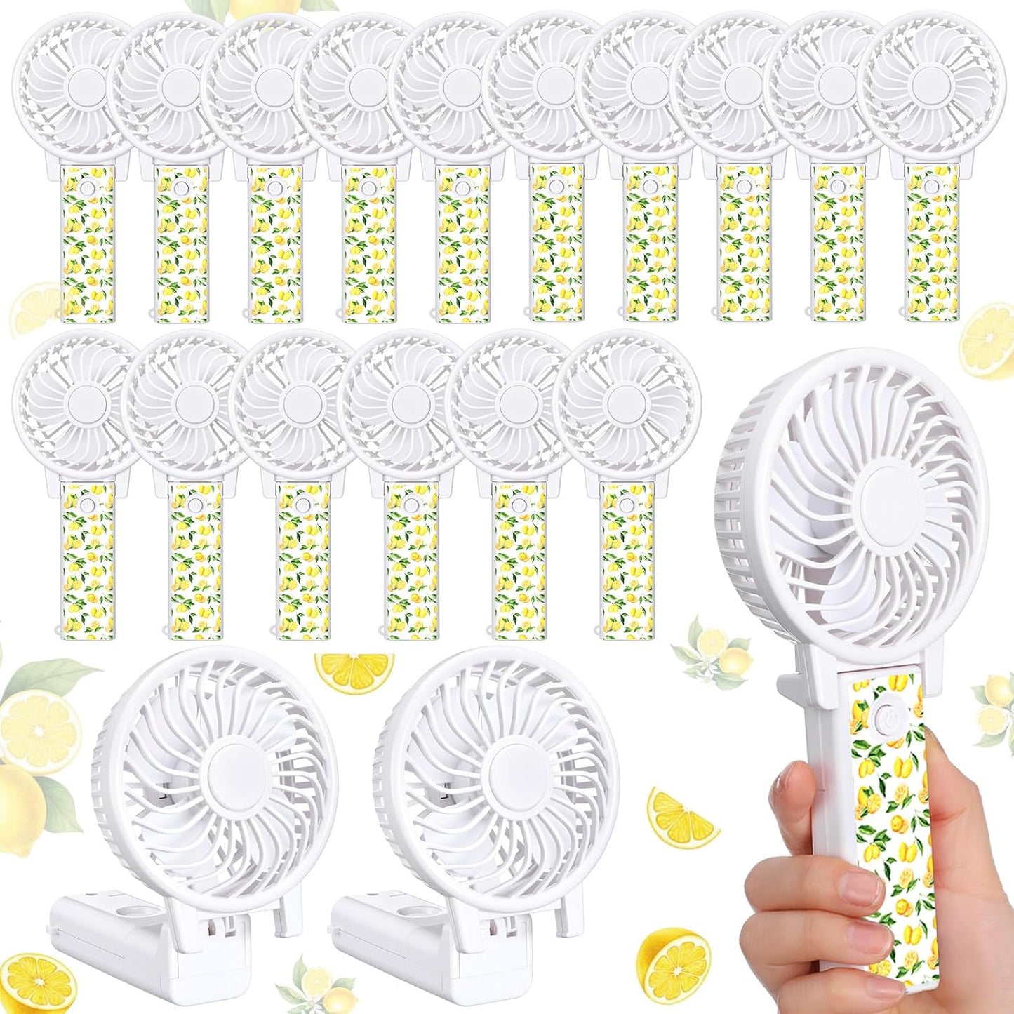 25 Pcs Lemon Party Decorations Bulk Mini Fans 180° Foldable Portable Handheld Desk Fans for Wedding Guest Gift Bag Stuffers Lemonade Themed Bridal Shower Citrus Birthday Party Favors