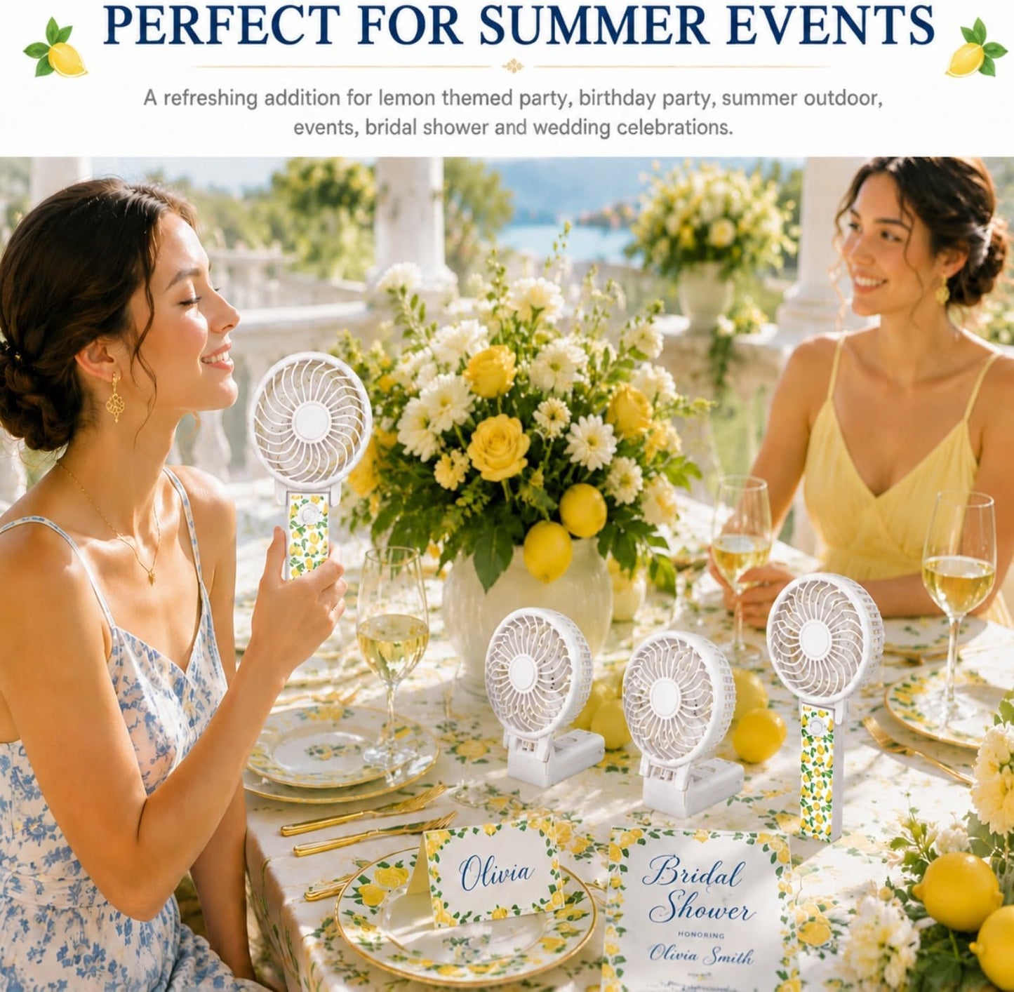 25 Pcs Lemon Party Decorations Bulk Mini Fans 180° Foldable Portable Handheld Desk Fans for Wedding Guest Gift Bag Stuffers Lemonade Themed Bridal Shower Citrus Birthday Party Favors