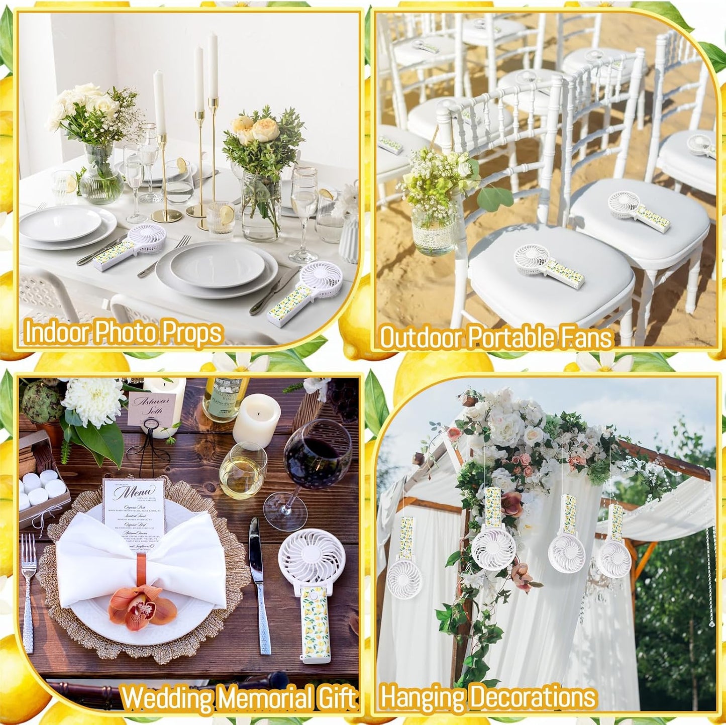 25 Pcs Lemon Party Decorations Bulk Mini Fans 180° Foldable Portable Handheld Desk Fans for Wedding Guest Gift Bag Stuffers Lemonade Themed Bridal Shower Citrus Birthday Party Favors