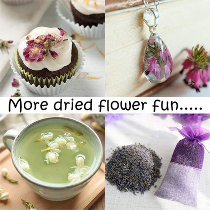 Dried Flowers, 21 Bags 100% Natural Dry Flower Herbs Kit for Crafts | For Soap, DIY Candle, Baths and Resin Jewelry Making, Includes Lavender, Don't Forget Me, Lily, Rose Petals, Jasmine and More