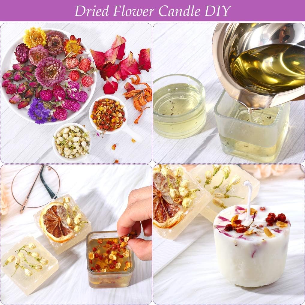 Dried Flowers, 21 Bags 100% Natural Dry Flower Herbs Kit for Crafts | For Soap, DIY Candle, Baths and Resin Jewelry Making, Includes Lavender, Don't Forget Me, Lily, Rose Petals, Jasmine and More