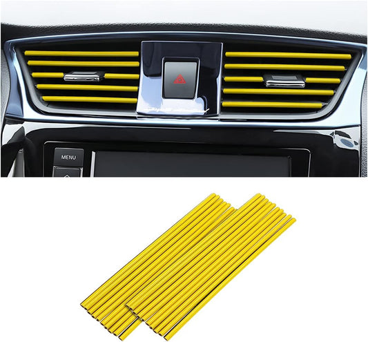 20 Pieces Car Air Conditioner Decoration Strip for Vent Outlet, Universal Waterproof Bendable Air Vent Outlet Trim Decoration, Suitable for Most Air Vent Outlet, Car Interior Accessories (Yellow)