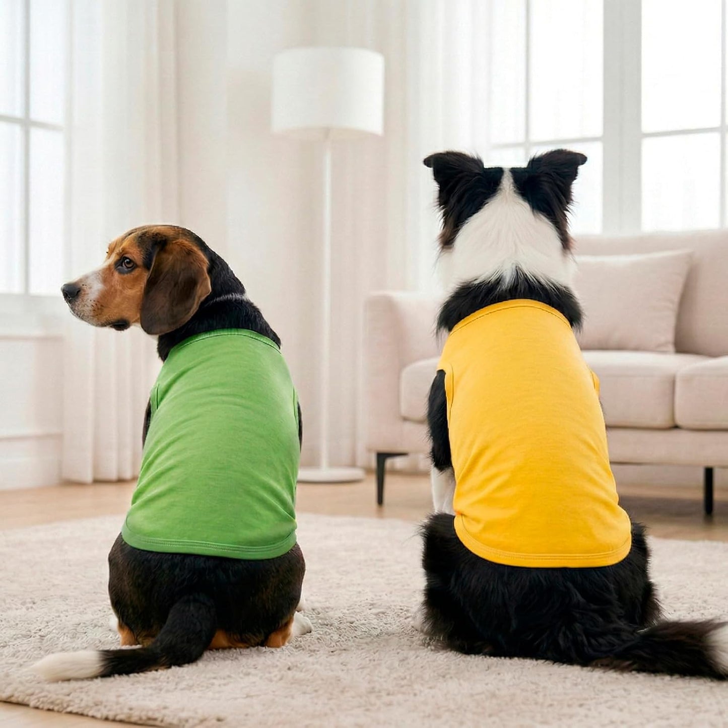 2-Pack Dog Tank Tops for Small Medium Large Dogs Yellow& Green Sleeveless Puppy Vest Shirts Spring Summer Breathable Pet Apparel Colorful Outfits for Boy & Girl Dogs(Yellow& Green) XXL