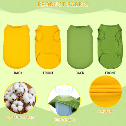 2-Pack Dog Tank Tops for Small Medium Large Dogs Yellow& Green Sleeveless Puppy Vest Shirts Spring Summer Breathable Pet Apparel Colorful Outfits for Boy & Girl Dogs(Yellow& Green) XXL