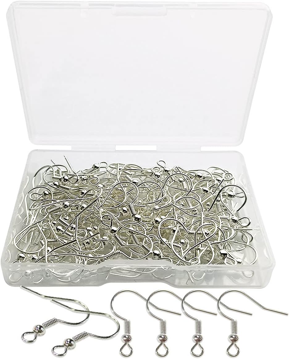 120pcs Earring Hooks with Ball and Coil, Hypo Allergenic Plated Gold Ear Wires with Transparent Storage Box, for DIY Jewelry Making