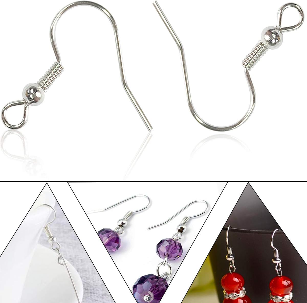 120pcs Earring Hooks with Ball and Coil, Hypo Allergenic Plated Gold Ear Wires with Transparent Storage Box, for DIY Jewelry Making