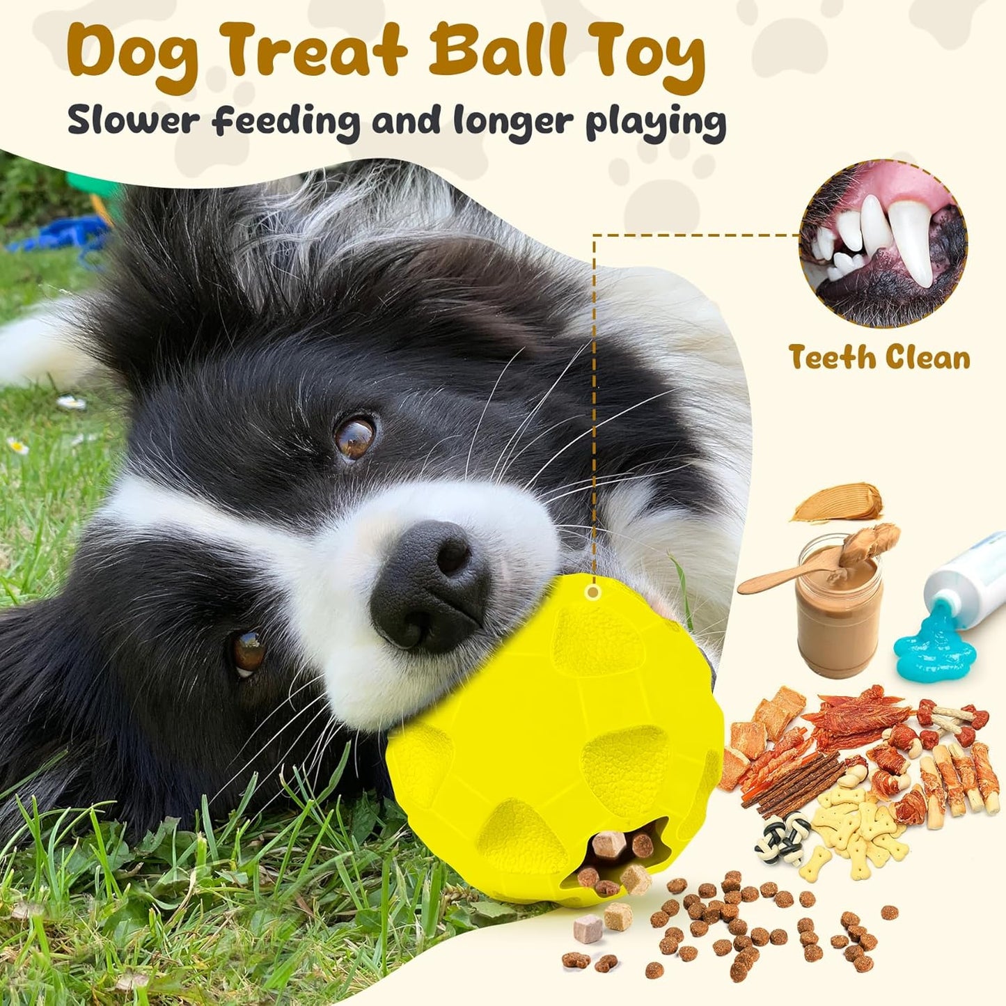 Interactive Dog Puzzle Toys for Boredom, Dog Treat Balls for Large Dogs | Dogs Enrichment Toys to Keep Them Busy, Tough Treat Dispensing Dog Toys, Interactive Dogs Toys for Boredom to Keep Them Busy