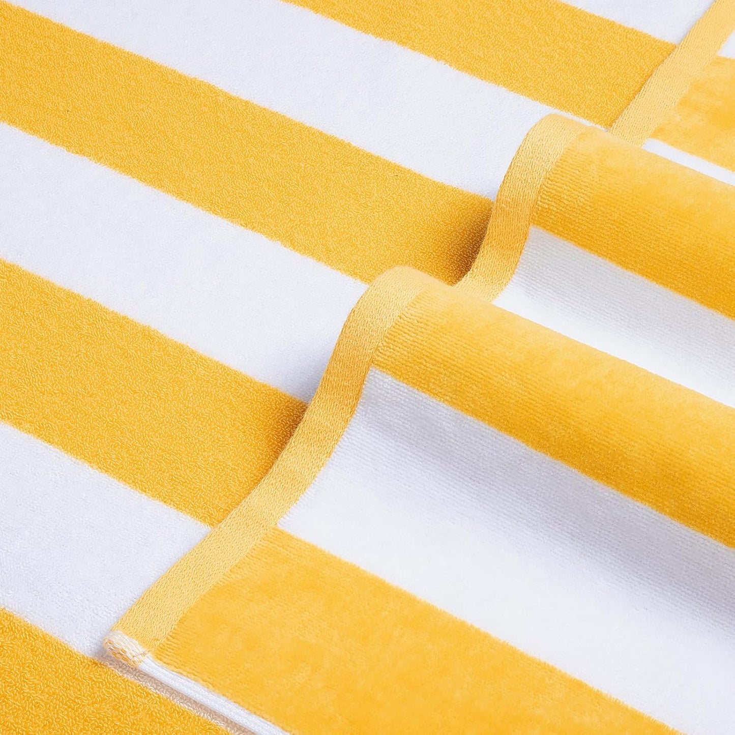 LULUHOME Large Oversized Beach Towel - Big Cotton 36 x 70 Inch Striped Pool Towel, Large Cabana Soft Swimming Towel for Adult Men Women,Yellow