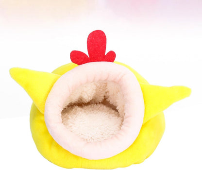 UKCOCO Hamster Warm Bed Small Animal Nest with Plush Fleece Lining Winter Pet Bed for Hamsters Hedgehogs Chick Design Yellow