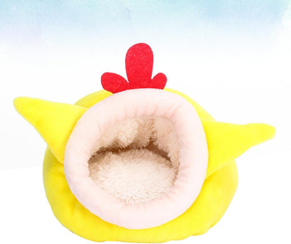 UKCOCO Hamster Warm Bed Small Animal Nest with Plush Fleece Lining Winter Pet Bed for Hamsters Hedgehogs Chick Design Yellow