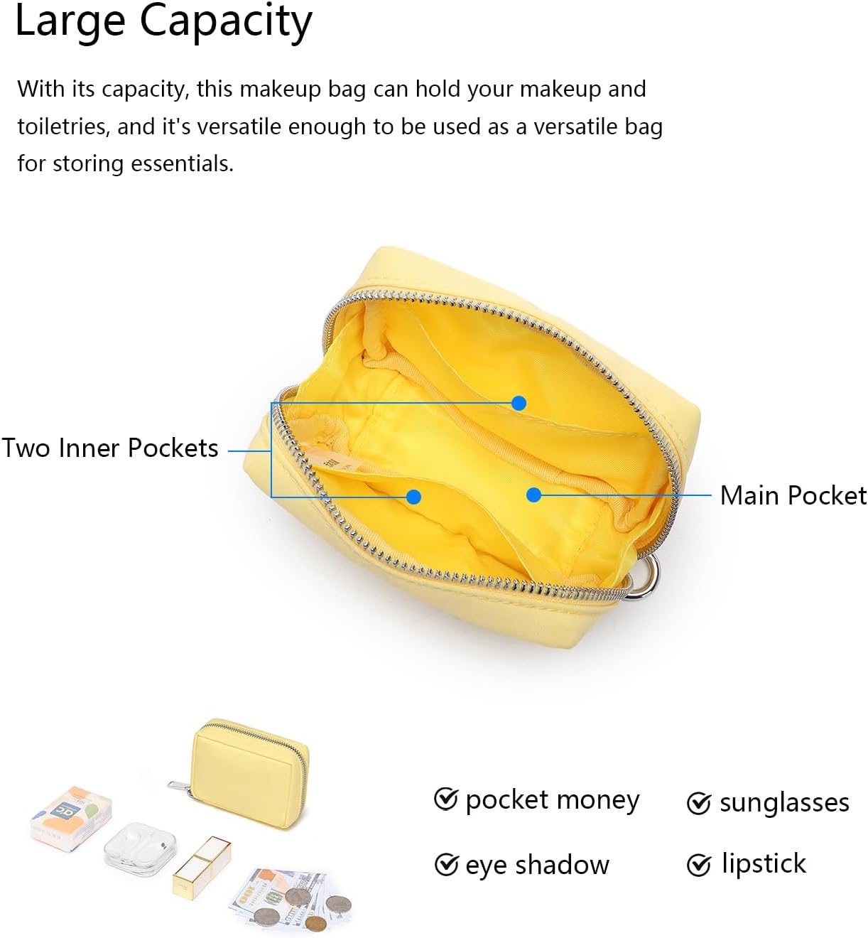 Women's Wristband Bag – Lightweight Nylon Wallet, Ideal for Everyday Use and Travel (Nylon/Yellow)