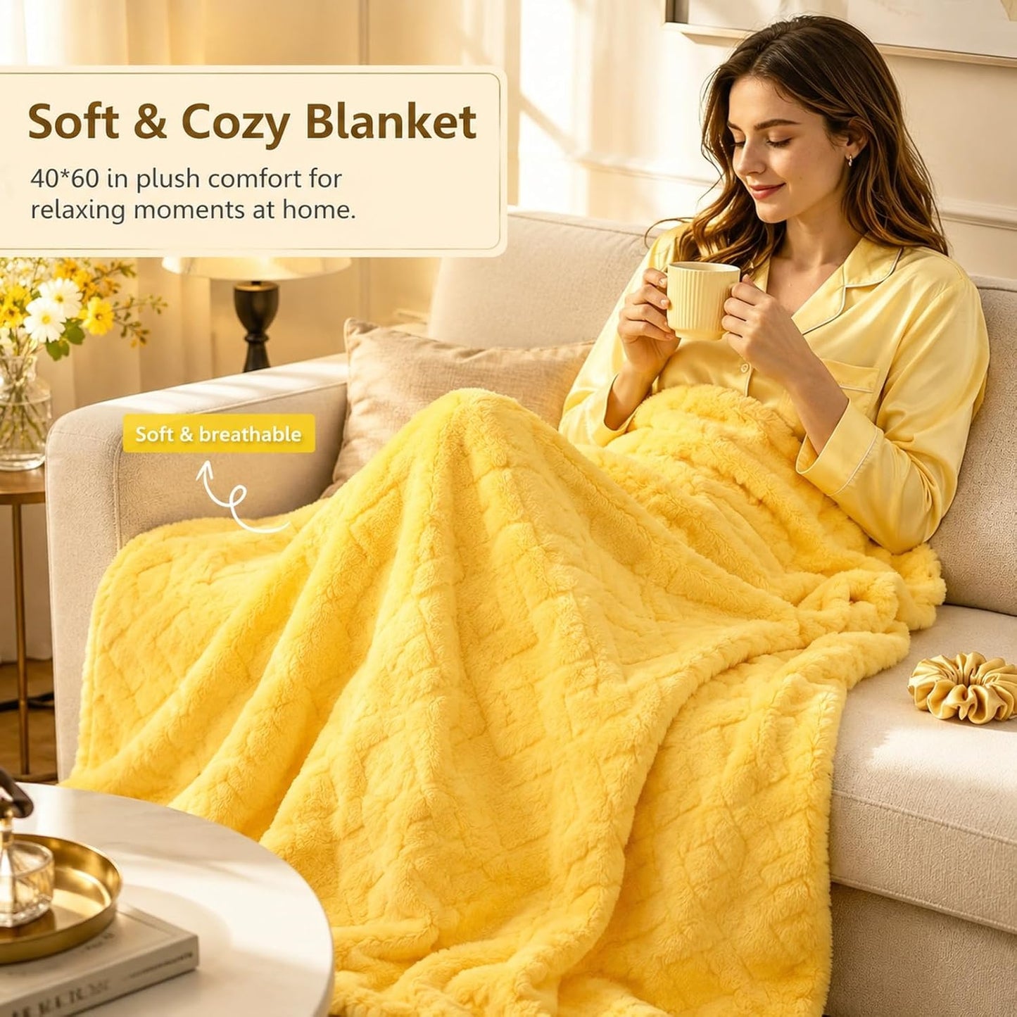 Sunflower Gifts for Women Birthday, 11Pcs Get Well Care Box | Ready-to-Give Sunshine Care Box with Cozy Blanket, Ceramic Mug, Lavender Candle and Spa Essentials