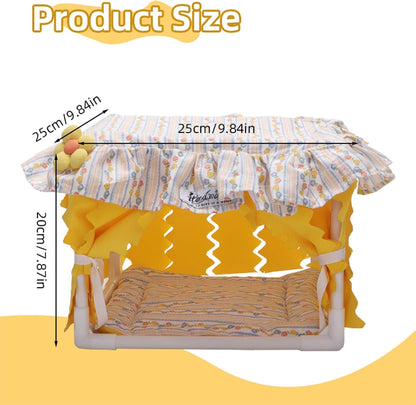 Guinea Pig Hideout Small Animal Bed Breathable Bunny Bed with Lace Flower Design Machine Washable Soft Cushion Indoor Pet Summer House Habitat for Guinea Pig Rabbit Chinchilla Ferret (Yellow)