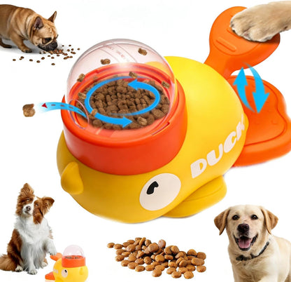 Duck Dog Treat Dispenser Toy for Small Breeds - Interactive Slow Feeder Puzzle & Food Dispensing Toy, Mental Stimulation Puppy Chew Toy for Healthy Digestion & IQ Training (Yellow)