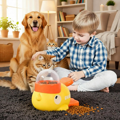 Duck Dog Treat Dispenser Toy for Small Breeds - Interactive Slow Feeder Puzzle & Food Dispensing Toy, Mental Stimulation Puppy Chew Toy for Healthy Digestion & IQ Training (Yellow)