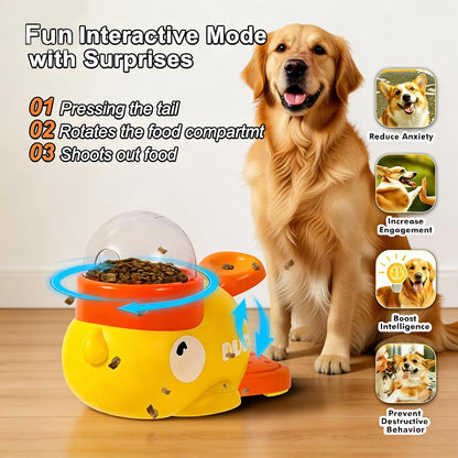 Duck Dog Treat Dispenser Toy for Small Breeds - Interactive Slow Feeder Puzzle & Food Dispensing Toy, Mental Stimulation Puppy Chew Toy for Healthy Digestion & IQ Training (Yellow)