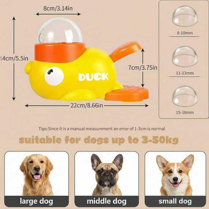 Duck Dog Treat Dispenser Toy for Small Breeds - Interactive Slow Feeder Puzzle & Food Dispensing Toy, Mental Stimulation Puppy Chew Toy for Healthy Digestion & IQ Training (Yellow)