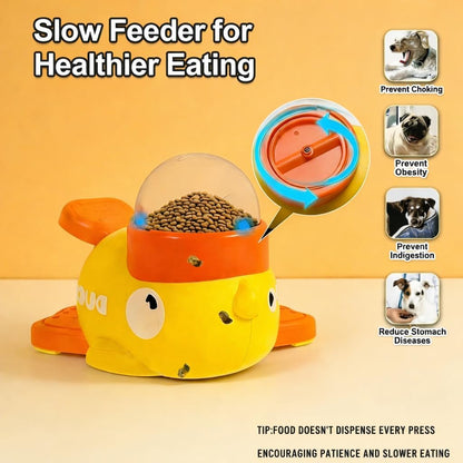 Duck Dog Treat Dispenser Toy for Small Breeds - Interactive Slow Feeder Puzzle & Food Dispensing Toy, Mental Stimulation Puppy Chew Toy for Healthy Digestion & IQ Training (Yellow)
