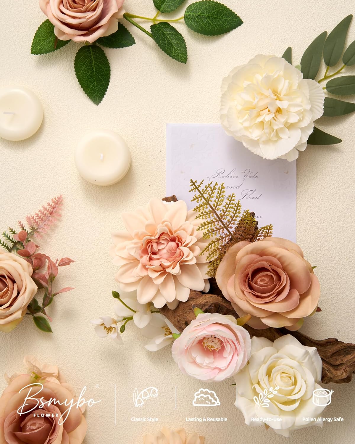 Artificial Flowers Combo Box Yellow Fake Flower for Wedding Decorations | Mix Silk Dahlia Rose Flowers with Stem for DIY Bridal Bouquet, Table Centerpiece, Floral Arrangement, Baby Shower Decorations