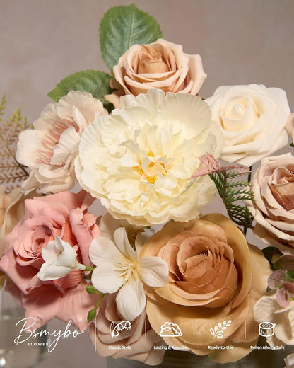 Artificial Flowers Combo Box Yellow Fake Flower for Wedding Decorations | Mix Silk Dahlia Rose Flowers with Stem for DIY Bridal Bouquet, Table Centerpiece, Floral Arrangement, Baby Shower Decorations