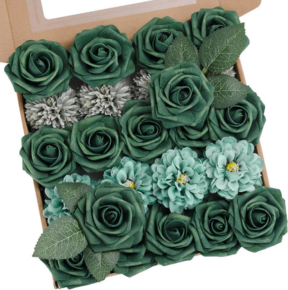 Artificial Flowers Combo Box Yellow Fake Flower for Wedding Decorations | Mix Silk Dahlia Rose Flowers with Stem for DIY Bridal Bouquet, Table Centerpiece, Floral Arrangement, Baby Shower Decorations