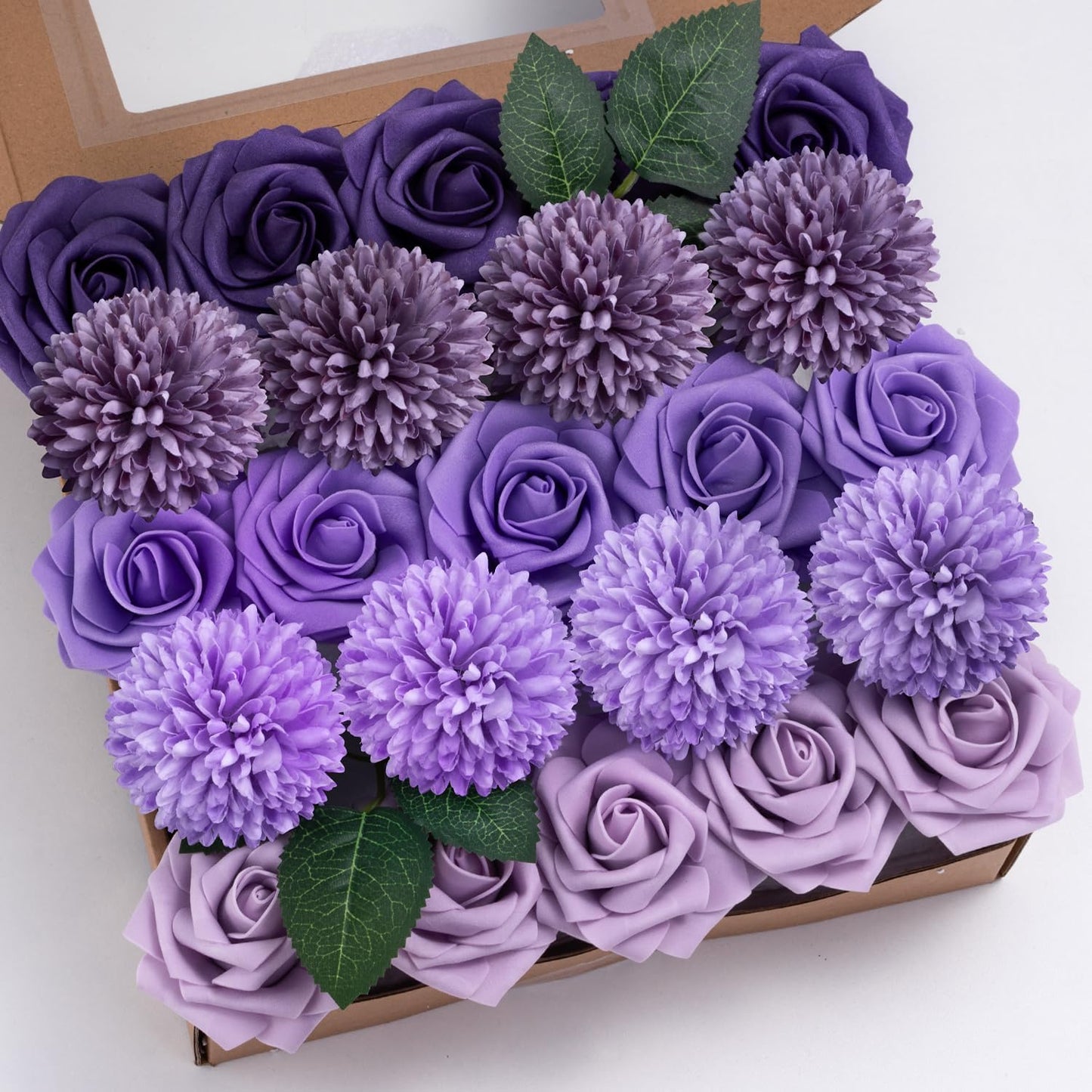 Artificial Flowers Combo Box Yellow Fake Flower for Wedding Decorations | Mix Silk Dahlia Rose Flowers with Stem for DIY Bridal Bouquet, Table Centerpiece, Floral Arrangement, Baby Shower Decorations